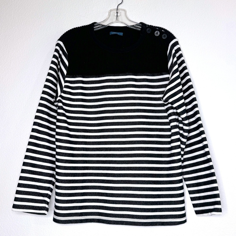 J.FERRY French Terry Mens Japanese Sweater M (48) Navy White Nautical Stripes